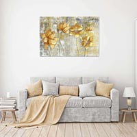 Made in Transylvania Arany Virágok Grunge Vászonkép - Modern Absztrakt Fali Dekoráció 60x90 cm - Nappali-Éjszakai Fényhatással - Hálószobai  4
