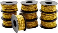 SRJQXH Kábel Jelölő Készlet - 10 Tekercs 0-9 Számozással, 2700 Kapszula, 2,5mm² Méretben, 4,2mm Átmérőig, PVC Anyagból, Sárga-Fekete 1