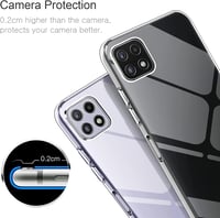 Samsung Galaxy A22 5G átlátszó szilikon tok + 3db fólia, ütésálló 2