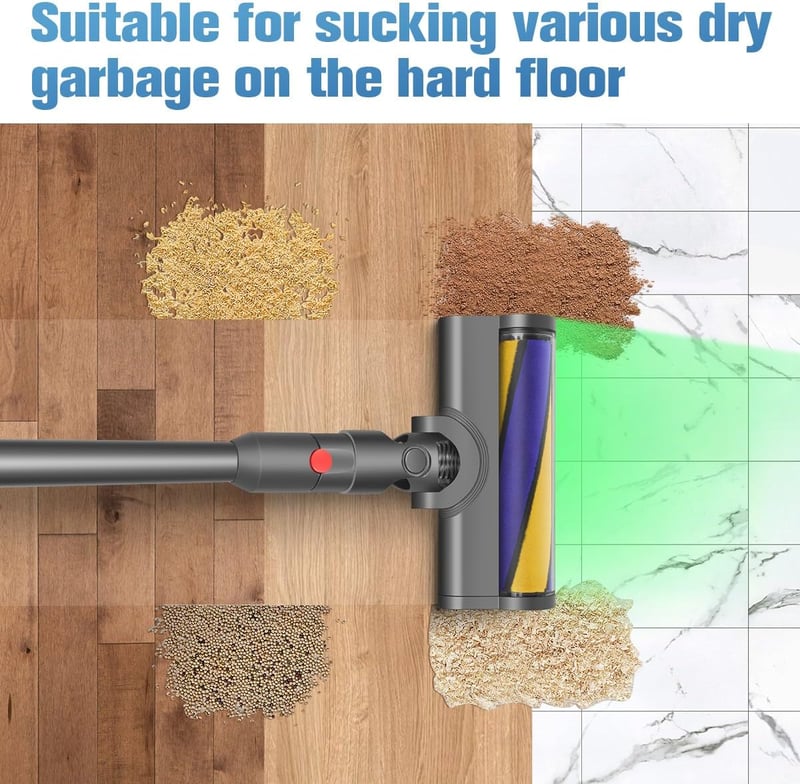 DrRobor Puha Görgős Padlófej Dyson V12 Detect Slim Porszívóhoz - LED Világítással Ellátott Elektromos Kefe Kemény Padlóhoz, Láthatatlan Por 
