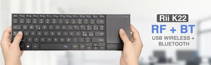 Rii Mini i22S Vezeték Nélküli + Bluetooth Billentyűzet Érintőpaddal - Smart TV, TV Box, Tablet, Okostelefon, Konzol, PC, Fire TV Kompatibili