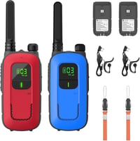 Radioddity gyerek walkie-talkie szett, 16 csatornás, 4km hatótávú, lámpával, 2db (piros-kék) 1