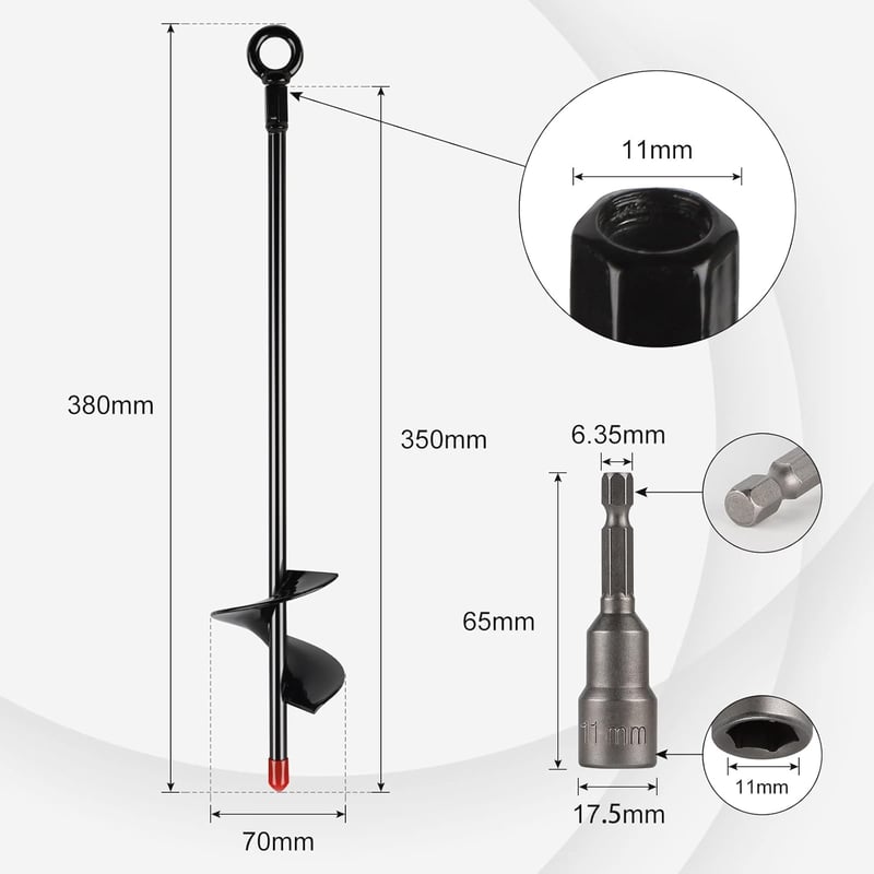 Trampolin földhorgony készlet - 8 db spirálfúrós rögzítő, 38 cm-es, sátrakhoz és hintákhoz is