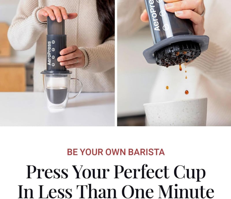 AeroPress A80 Kávéfőző - Fekete Műanyag Kézi Presszógép, 0,5 Literes Kapacitás, Vízszűrővel, Kompakt Kivitel, 249g