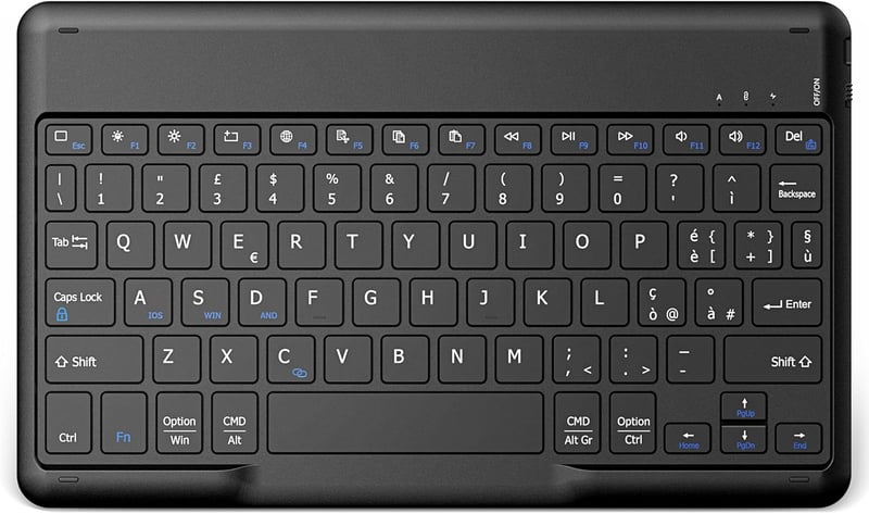 EasyAcc Bluetooth billentyűzet Windows/Android/iOS-hez, olasz kiosztás, 80cm USB-C kábel, fekete