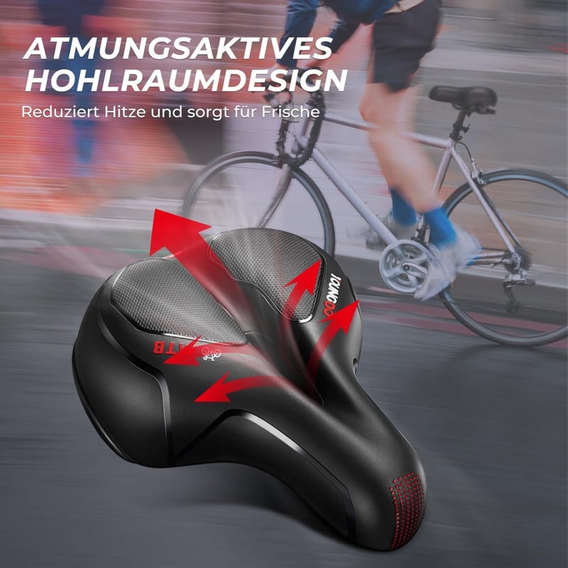 YOUNGDO ergonomikus gél kerékpár nyereg, lélegző férfi női bicikli nyereg - red