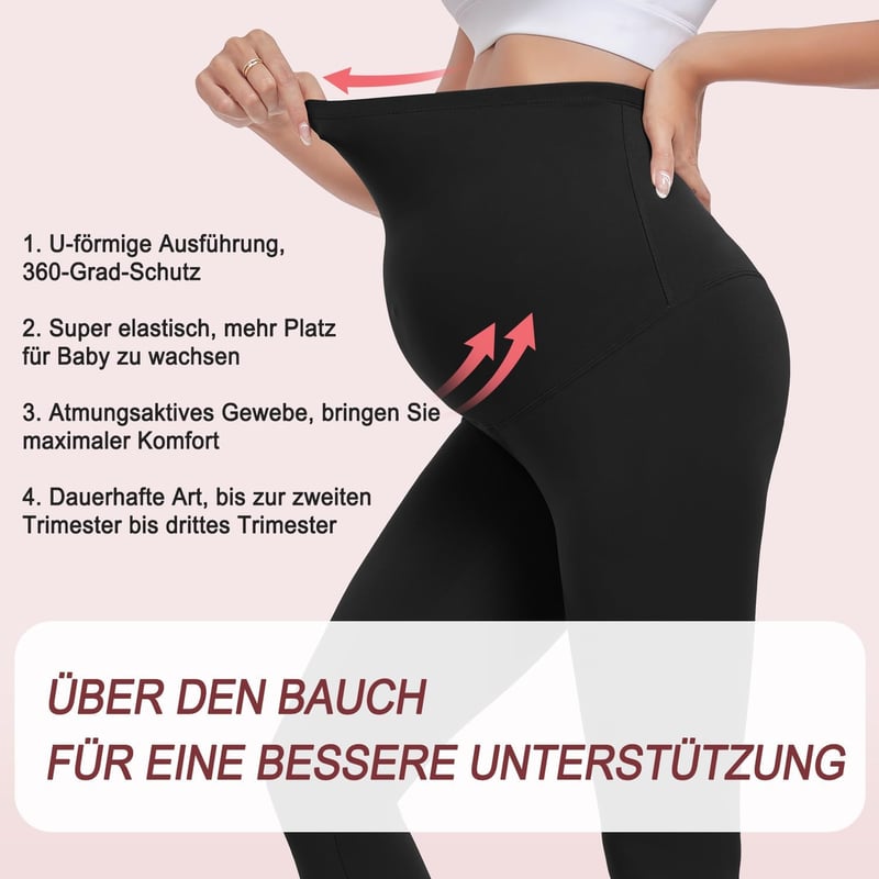 ACTINPUT Kismama Leggings - Magasderekú Fekete Elasztikus Nadrág - Átlátszatlan Kényelmes Viselet Várandós Nőknek - S Méret