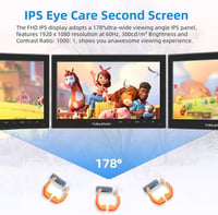 Thinlerain 10.1" IPS Monitor - 1366x768 Felbontású Kompakt Kijelző HDMI/VGA Csatlakozással, Beépített Hangszórókkal, Laptophoz és Számítógép 3