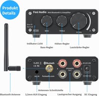 Fosi Audio BT10A Bluetooth 5.0 Sztereó Erősítő 50W - Fekete 2