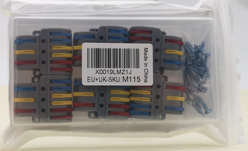 CTRICALVER Kompakt Vezetékösszekötő Készlet - 6db 3-6 Pólusú Elosztóblokk, Többszínű Elektromos Csatlakozó, 18 Csavarral, 250V/32A