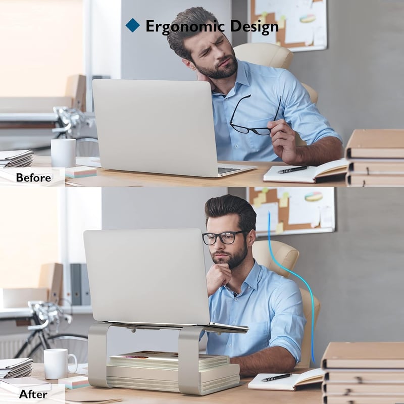 BONTEC Ergonomikus Laptop Állvány Íróasztalhoz, Ezüst Notebook Tartó 10-17,3 Hüvelykes Laptopokhoz Kompatibilis