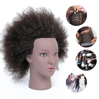 RUISIMEI Afro Gyakorló Babafej 100% Valódi Hajjal - Fodrász Oktatófej Afro-Amerikai Hajstílushoz, Fonáshoz, Asztali Rögzítővel 4