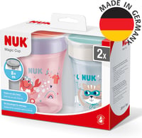 NUK Magic Cup Tanulópohár | 230 ml | Szivárgásmentes 360° Ivóperem | 8+ Hónapos Kortól | BPA-mentes | Piros | 2 db-os Csomag 7