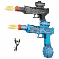 Pistol cu apă electric POPERFUN, 2 bucăți – cu flacără LED – defect, funcționează parțial: tubul pistolului negru este deteriorat (stare: vezi a 2-a fotografie) 1