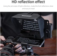 AMBITFUL Hordozható Teleprompter Szett - Távirányítós Feliratozó Okostelefonhoz és DSLR Kamerához, Videófelvételekhez, 350g 4