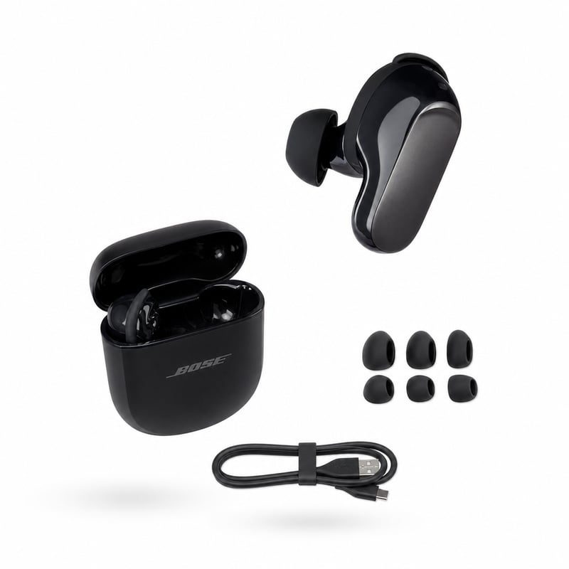 Căști Bluetooth Bose QuietComfort Ultra — defecte, funcționează parțial: casca stângă este deteriorată, nu se aude nimic (stare: vezi a 2-a fotografie)
