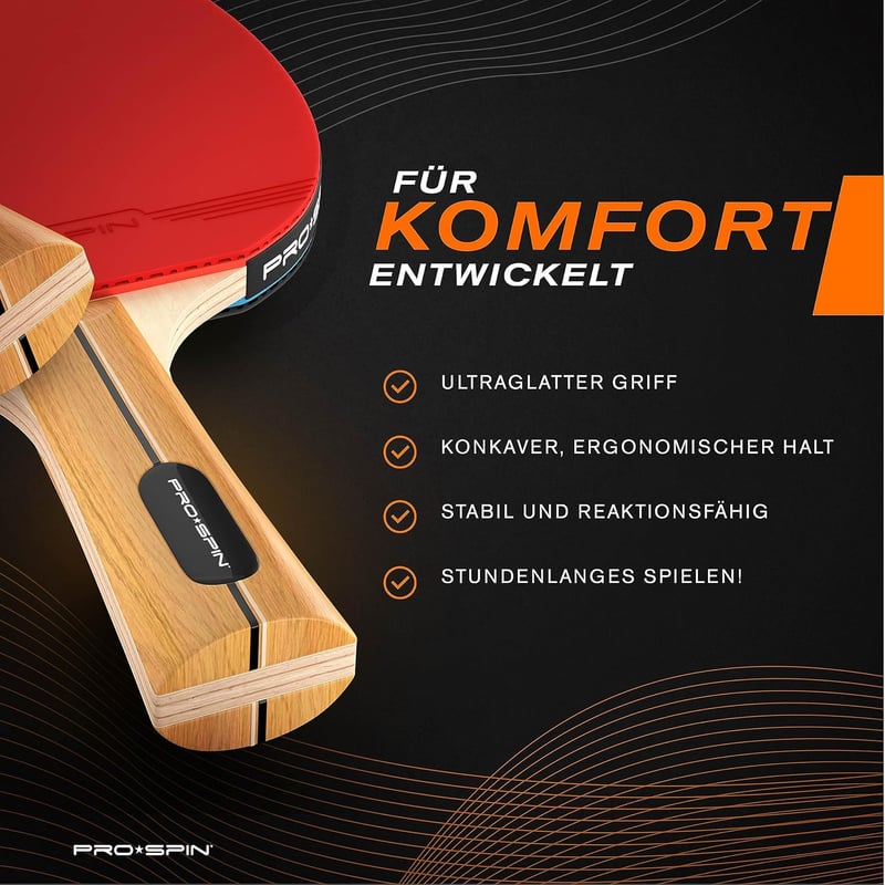 PRO-SPIN Prémium Pingpongütő Szett 4 Ütővel, 3 Csillagos Labdákkal és Táskával