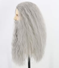 Topcosplay Varázsló Paróka és Szakáll Szett - Szürke/Fehér Hőálló Műhaj Gandalf Jelmez Farsangra, Halloweenre - Állítható Méret 54-60 cm 5