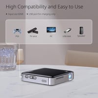 YOTON Y200 Hordozható DLP Mini Projektor Beépített Akkumulátorral, 1080P Full HD Támogatás, Porálló Vetítő Kültéri/Otthoni Mozihoz, Laptop é 5