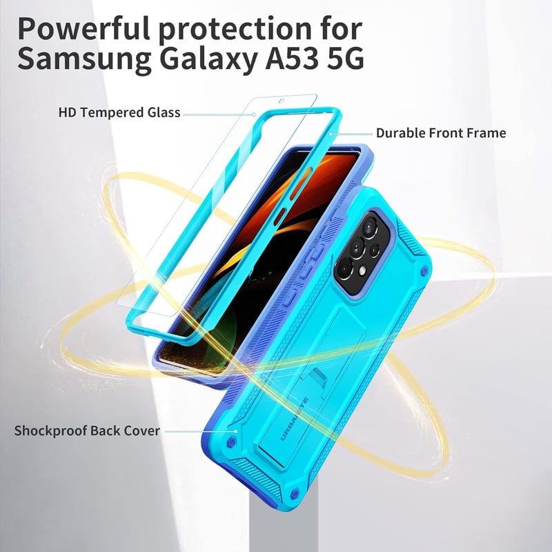 Samsung Galaxy A53 5G Állványos Tok - 360°-os Védelem, Tengerészkék