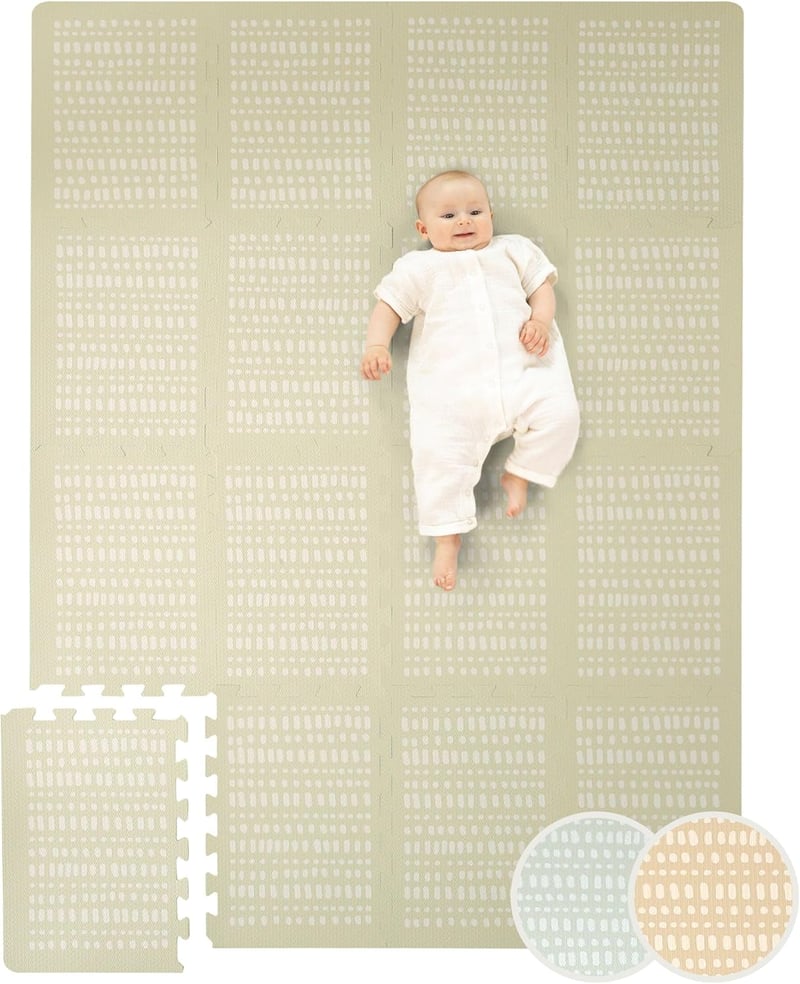 Hakuna Matte Stílusos Baba Játszószőnyeg 1,7x1,2m - Bézs XL Puzzle Szőnyeg, Higiénikus EVA Hab, Vastag, Puha Játszóalap Kúszáshoz - Mosható,