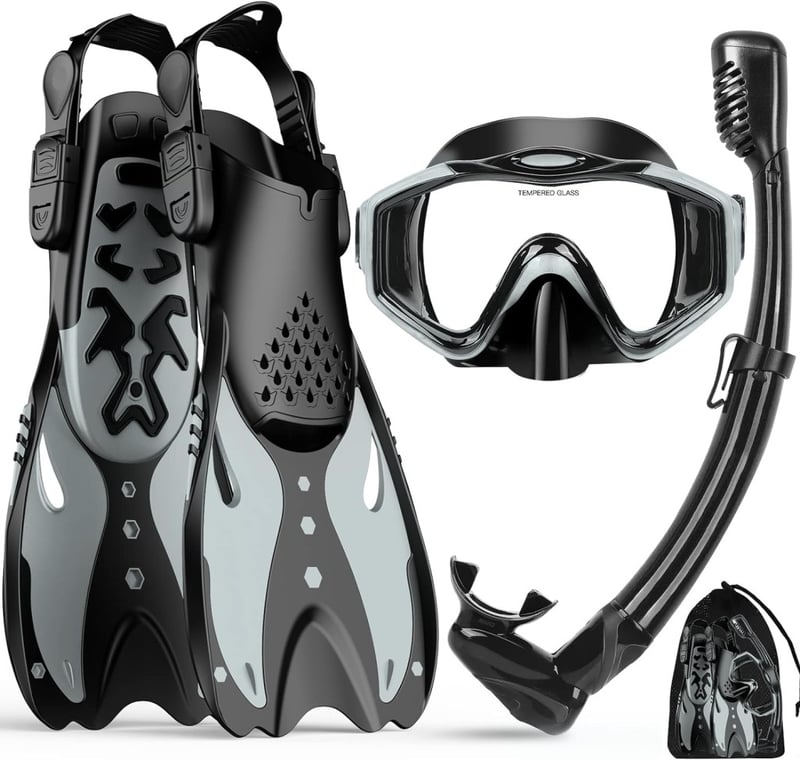 KUYOU Snorkel szett felnőtt búvármaszk teljes száraz rendszer szivárgásmentes, L/XL EU (41-47)