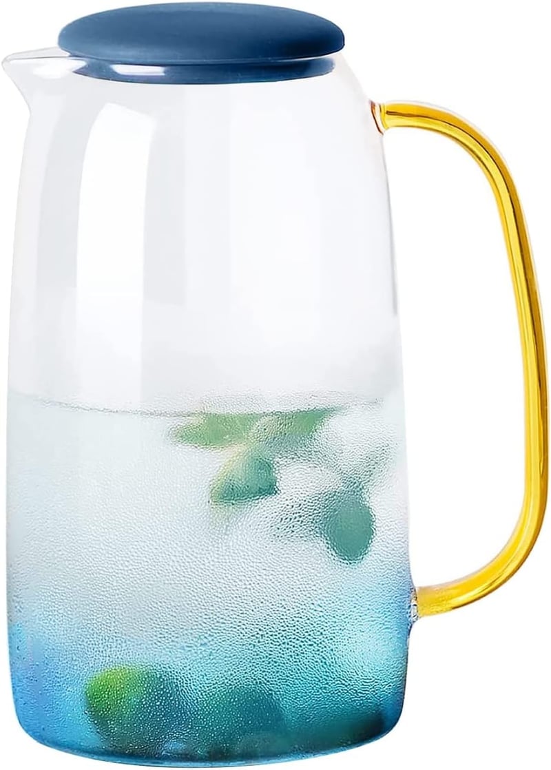 Hőálló üveg kancsó fedéllel - Limonádé, tea, víz tárolására