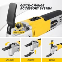 ENVENTOR 300W Oszcillációs Multifunkciós Szerszám 28 Tartozékkal - 6 Sebességfokozat, 15000-22000 RPM, 3° Rezgésszög, Vágás, Csiszolás, Polí 5