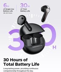 SoundPEATS Air5 Bluetooth Fülhallgató, Hi-Res/aptX Adaptive Veszteségmentes Hang, 13mm Meghajtó, 30 Órás Üzemidő, Adaptív Zajszűrés, Fekete 5