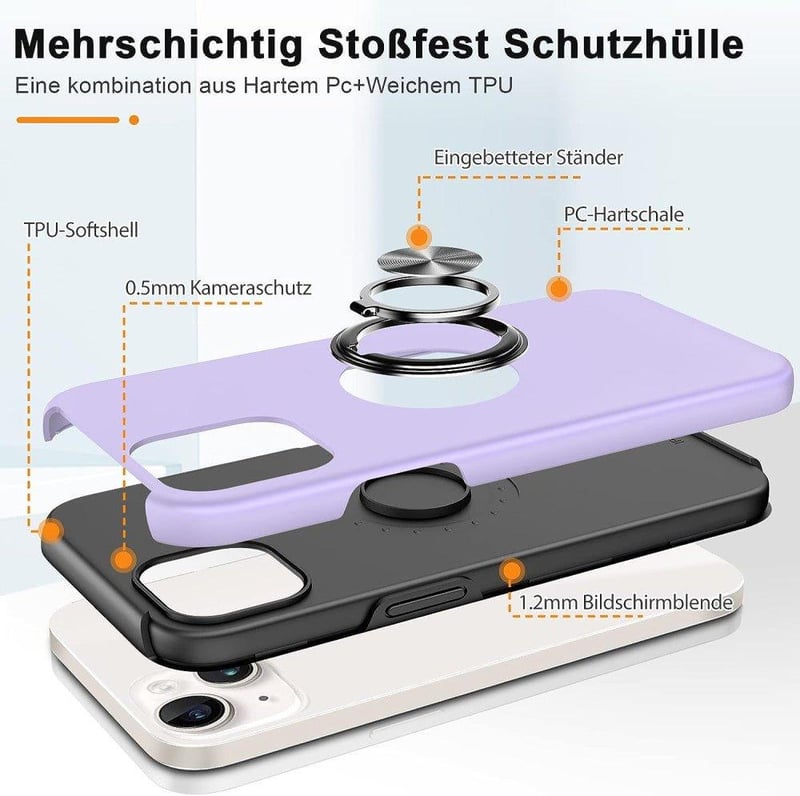 Apple iPhone 13 Mágneses Gyűrűs Tok - Világoslila Szilikon Védőtok