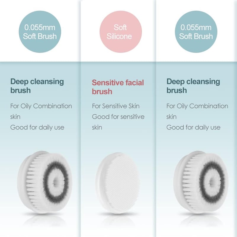 TOUCHBeauty rózsaszín elektromos arctisztító kefe szett, 3 fejjel, utazótokkal