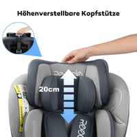 Reecle 360° Forgatható i-Size Gyerekülés ISOFIX Rögzítéssel 40-150 cm (0-36 kg), Születéstől 12 Éves Korig, ECE R129 Tanúsítvánnyal, Szürke 5