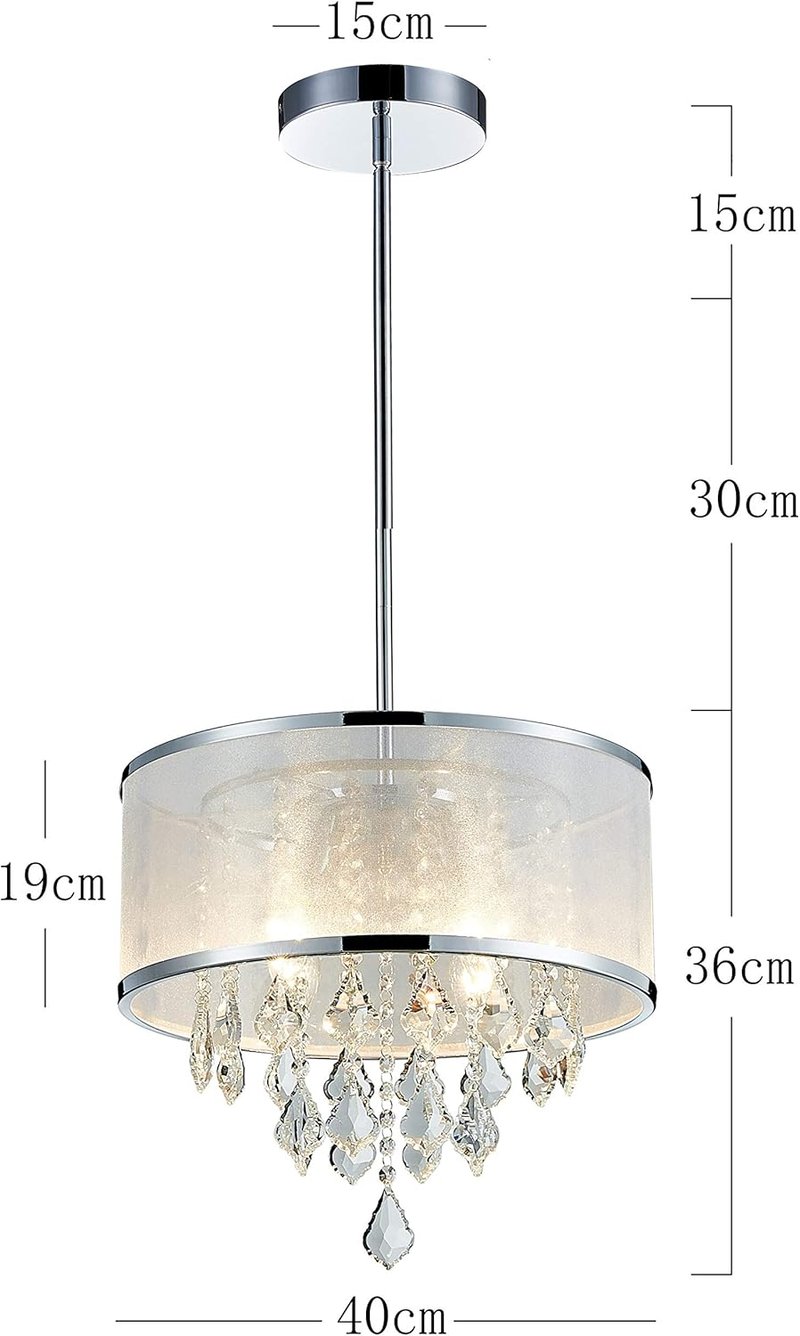 Bestier Modern Kristály Csillár Mennyezeti Lámpa - Króm Félig Süllyesztett, 6 Izzós, E14 Foglalat, 77x25x19 cm, LED/CFL Kompatibilis