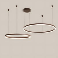 YYUTLUO Modern LED Csillár, 2 Barna-Arany Gyűrű, 40+60 cm, 40W, Távirányítós Fényerőszabályzás, Fém-Akril Függőlámpa Nappaliba 7
