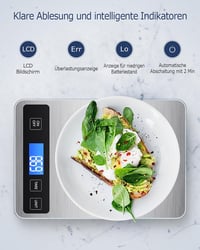 Drcowu Digitális Konyhai Mérleg 15kg - Vízálló LCD Kijelzős Ételmérleg 1g Pontossággal, Rozsdamentes Acél, Érintőgombos Tára Funkcióval 7