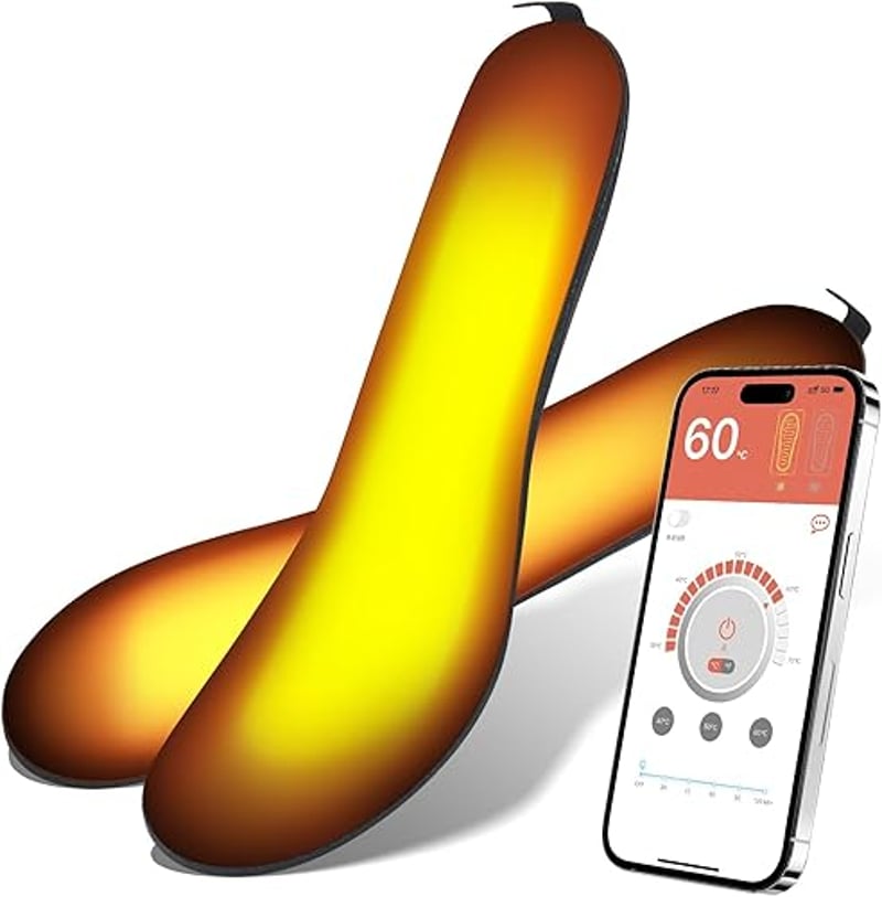Fűthető talpbetét APP vezérléssel, 5000mAh akkumulátor, női és férfi méret, túrázáshoz, síeléshez, vadászathoz
