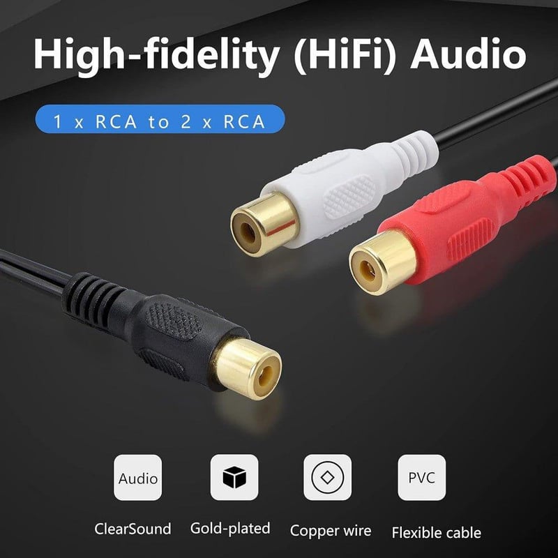 Arany RCA Y-elosztó kábel subwooferhez, sztereó hanghoz