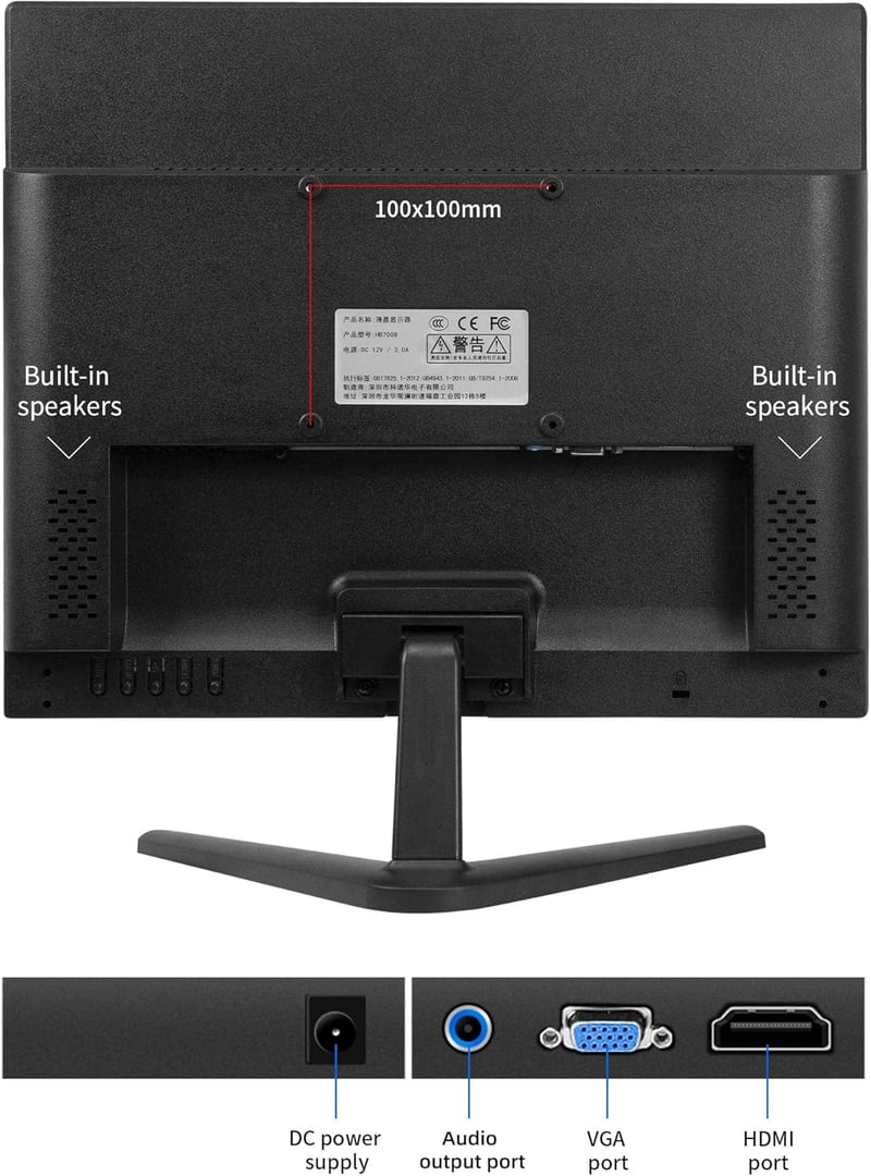Thinlerain 17" Monitor 1280x1024 LED Képernyő 4:3 - Beépített Hangszóróval, 5ms Válaszidő, 60Hz, VGA/HDMI, VESA Kompatibilis, PS4/Xbox Támog
