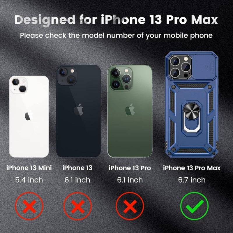 Apple iPhone 13 Pro Max Mágneses Gyűrűs Tok Kameravédővel - Sötétkék
