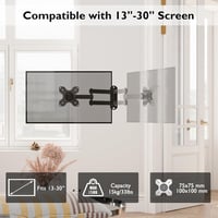 BONTEC Fali Monitor Tartó 13-30" Képernyőkhöz - Dönthető/Forgatható TV Konzol, VESA 75x75/100x100, 15kg Teherbírás, Beépített Vízmértékkel 5