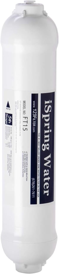 iSpring FT15 Fordított Ozmózis Szűrő, 5. Fokozatú Inline Utószűrő Cserélhető Betét, Fehér, Víztisztító Rendszerhez - Level 5: FT15 Post Carbon 1