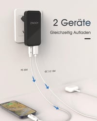 Zinooy 35W USB C Töltő, Lapos Fali Adapter iPhone 11/12/13/15 Pro Max és Samsung Galaxy Készülékekhez, Ultravékony PD Gyorstöltő 2