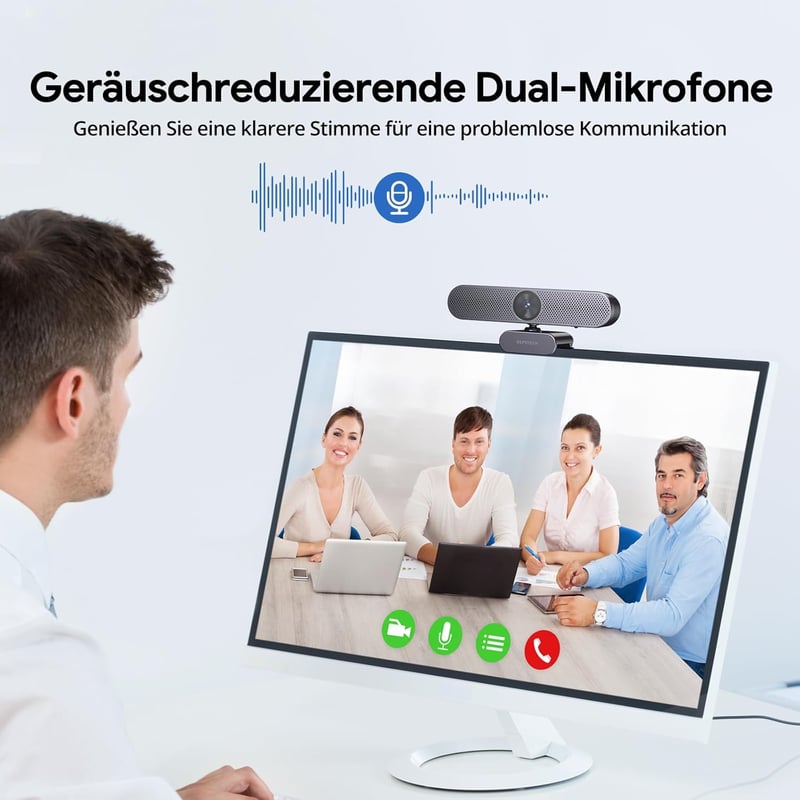 DEPSTECH DW50 Pro 4K Ultra HD Webkamera Mikrofonnal, 3x Zoom, Sony Szenzor, Zajszűrő Kettős Mikrofon, Távirányító, Autofókusz PC, Laptop, Ma