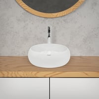 ECD Germany Kerek Mosdókagyló - 350 x 120 mm - Fehér Kerámia - Modern Fürdőszobai Mosdó - Padlóra Szerelhető - Lefolyó Nélkül 4