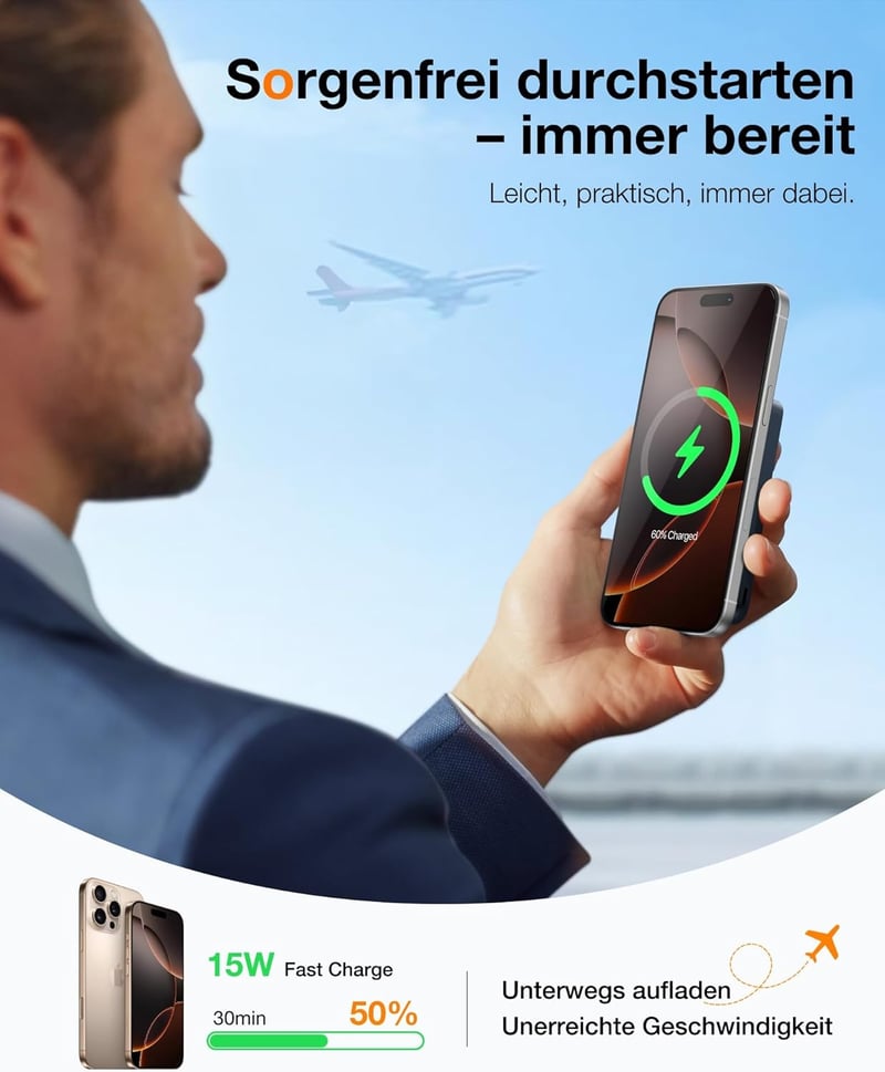 TORRAS 10000 mAh Mágneses Powerbank MagSafe Gyorstöltéssel és O Állvánnyal - 22.5W PD Vezeték Nélküli Hordozható Akkumulátor iPhone 16/15/14
