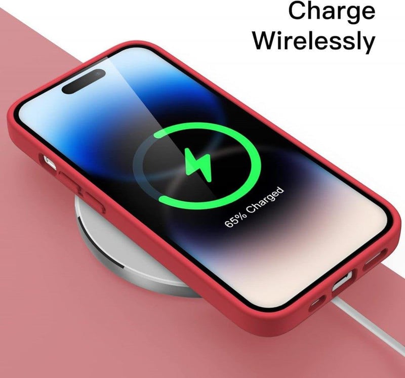 iPhone 14 Pro Max Bordó Ütésálló Szilikon Tok - Vezeték Nélküli Töltés Kompatibilis