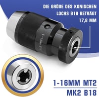 Gyorsbefogó tokmány B18 1-16mm + MK2 kúpos szár, precíziós fúrótokmány esztergához 3