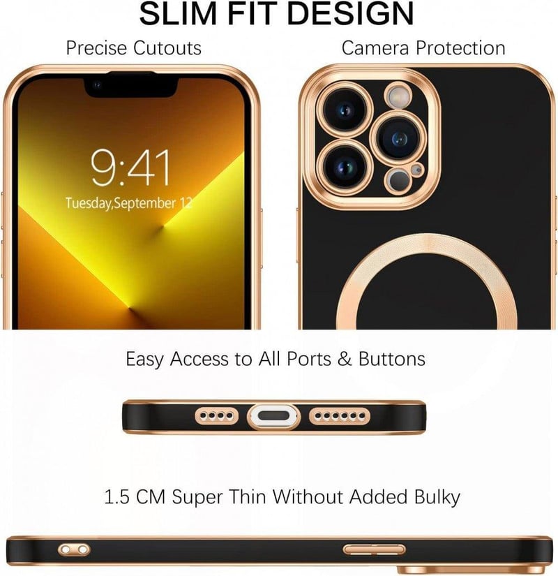 Apple iPhone 13 Pro MagSafe Mágneses Tok Fekete-Rosegold