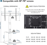 BONTEC TV Állvány 30-70 Hüvelykes Televíziókhoz, Magasságállítható Padlóállvány 40 kg Teherbírással, 2 Edzett Üvegpolccal, VESA 600x400 mm 5
