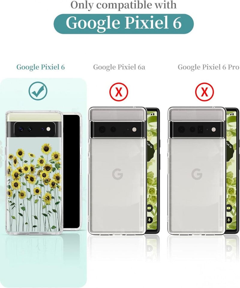 Google Pixel 6 Napraforgós Vékony Tok - Divatos Virágmintás Védőborító Nőknek